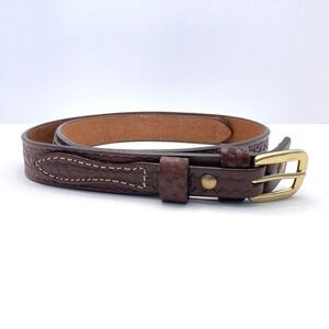 Cabelas Guide Gear Ranger Belt Mens 36 Saddle Brown Leather Basketweave Brass